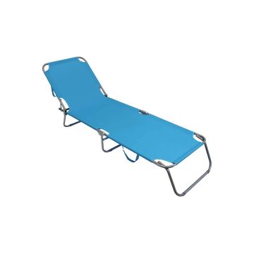 Chaise Longue pliante Bleu clair de Jardin avec dossier en métal verni et tissu mod. Rimini